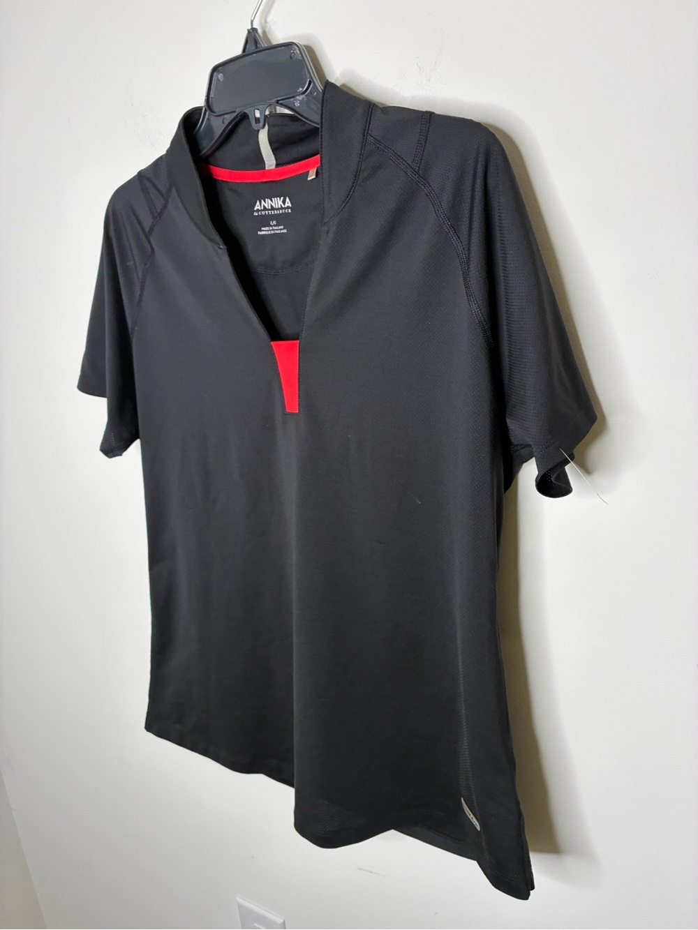 Cutter & Buck Black Polo with Red Placket Accent